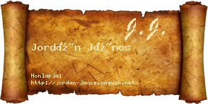Jordán János névjegykártya
